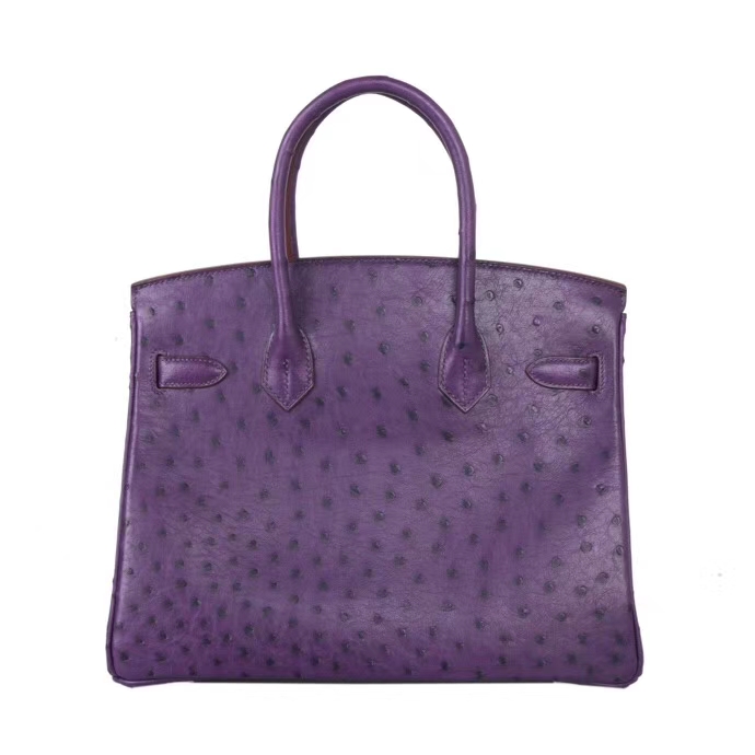 Hermès（爱马仕）Birkin 铂金包 9W梦幻紫 南非鸵鸟皮 金扣 30cm