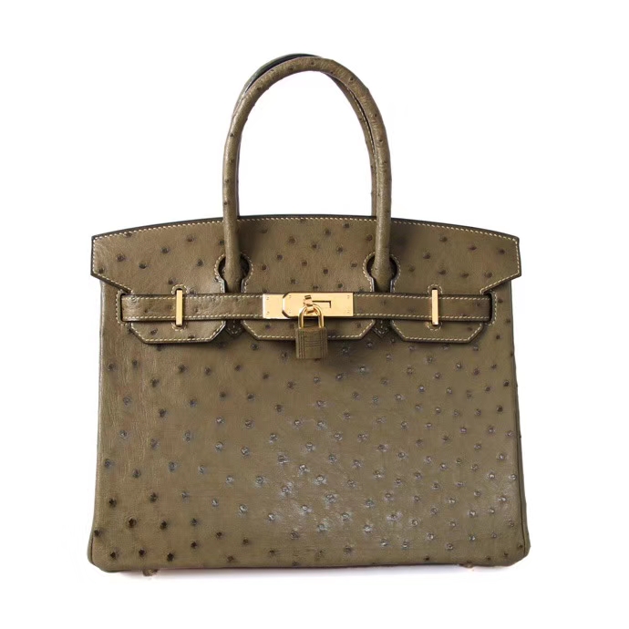 Hermès（爱马仕）Birkin 铂金包 V6丛林绿 鸵鸟 金扣 30cm