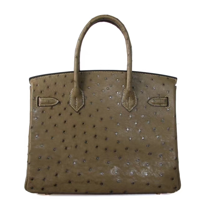 Hermès（爱马仕）Birkin 铂金包 V6丛林绿 鸵鸟 金扣 30cm