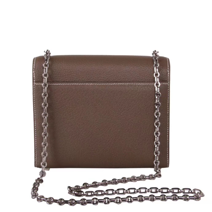 Hermès（爱马仕）Verrou 锁链包 CK18大象灰 山羊皮 银扣 17cm