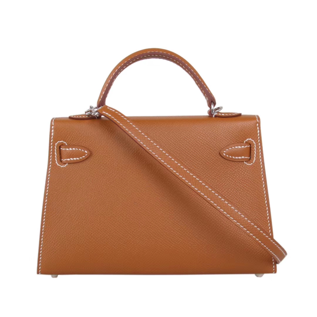 Hermès（爱马仕）mini Kelly 迷你凯莉 CK37金棕 epsom皮 2代 银扣 20cm