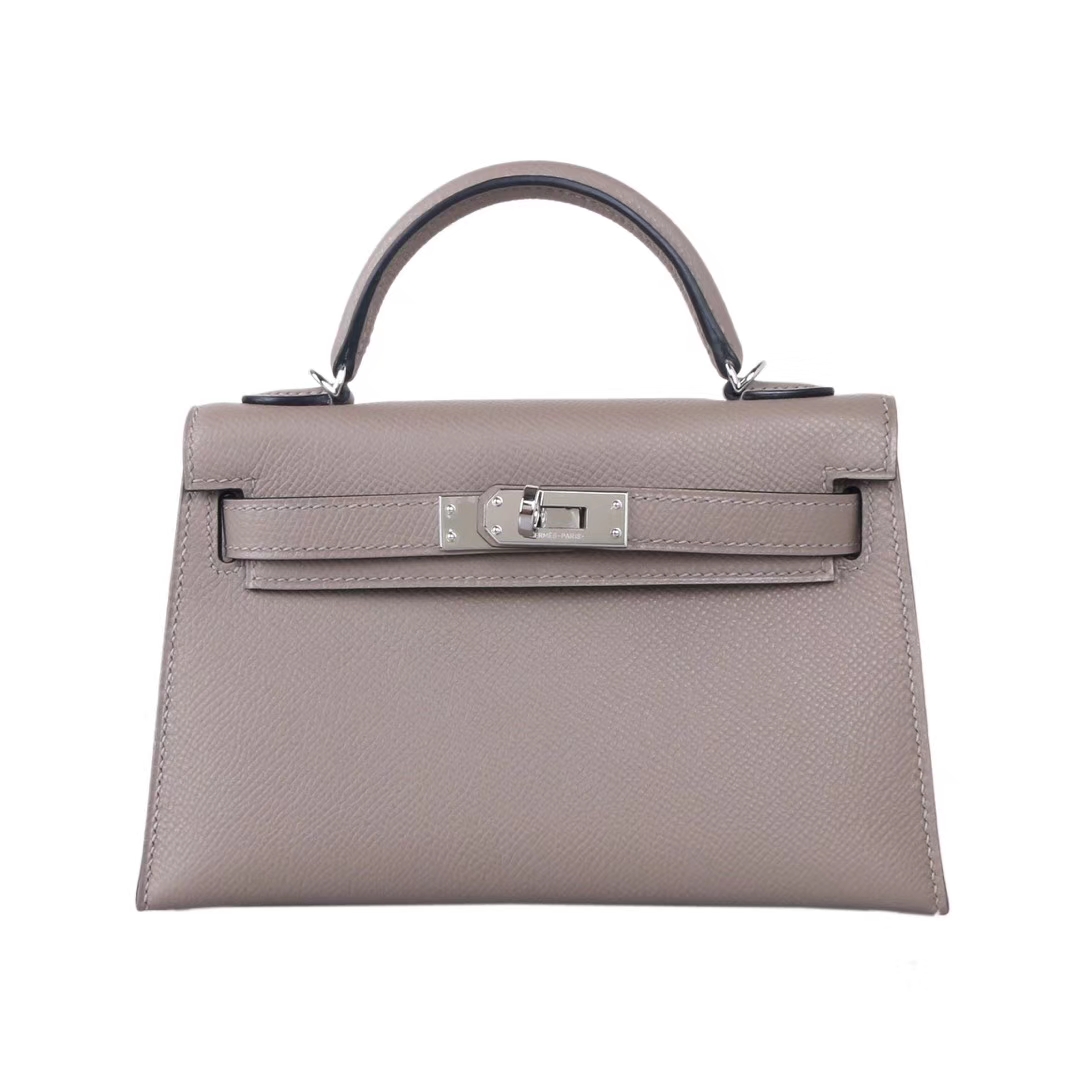 Hermès（爱马仕）mini Kelly 迷你凯莉 M8沥青灰 epsom皮 2代 银扣 20cm