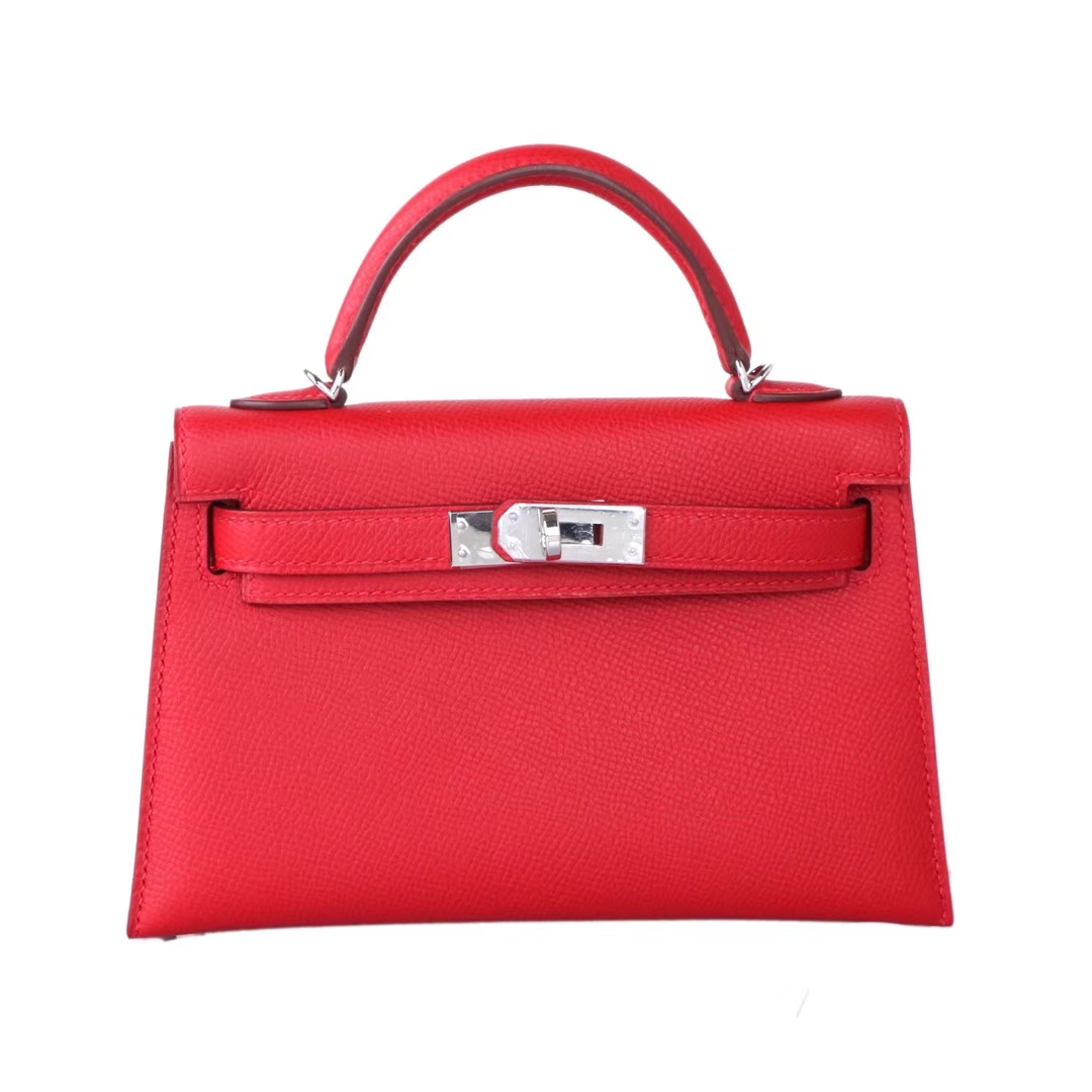 Hermès（爱马仕）mini Kelly 迷你凯莉 Q5国旗红 epsom皮 2代 银扣 20cm