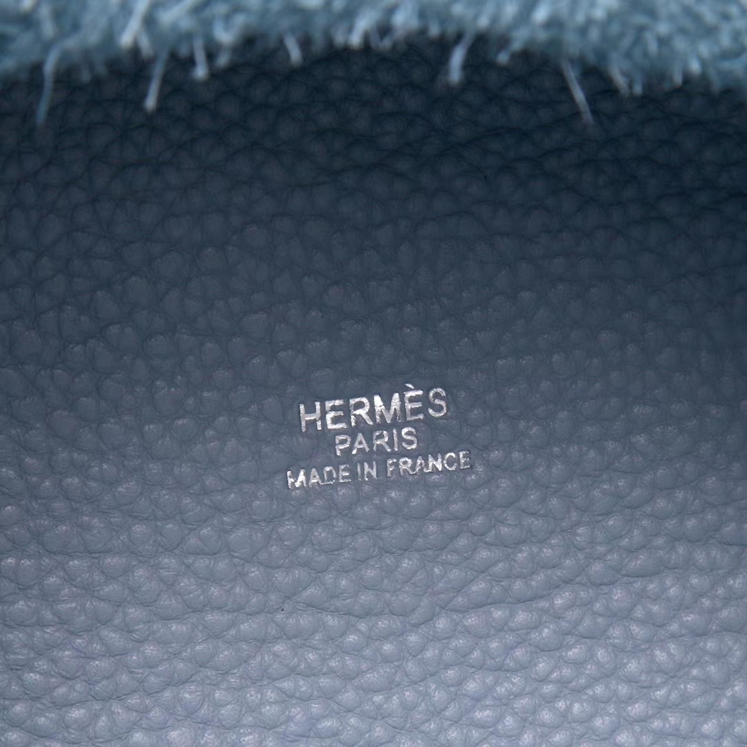 Hermès（爱马仕）Picotin 菜篮包 J7亚麻蓝 togo 银扣 18cm