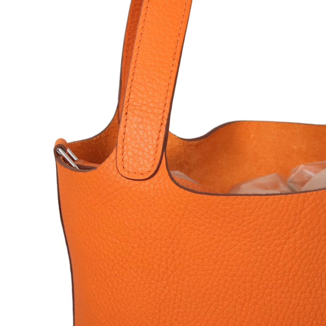 Hermès（爱马仕）Picotin 菜篮包 CK93 橙色 togo 银扣 18cm