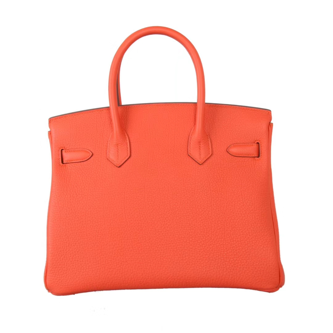 Hermès（爱马仕）Birkin 铂金包 9J 火焰橙 togo 银扣 30cm