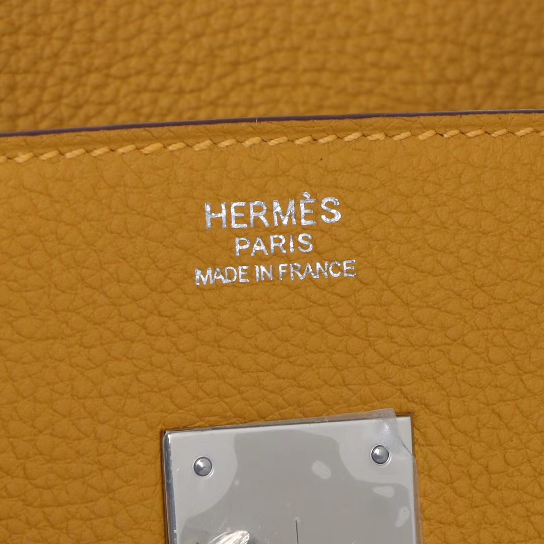 Hermès（爱马仕）Birkin 铂金包 9D琥珀黄 togo 银扣 30cm