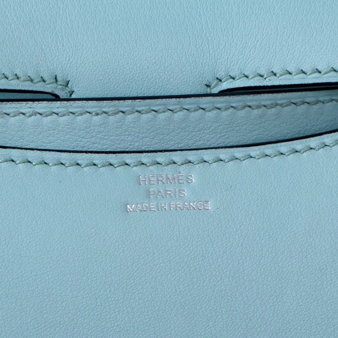 Hermès（爱马仕）Constance 空姐包 微风蓝  swift皮 银扣 19cm