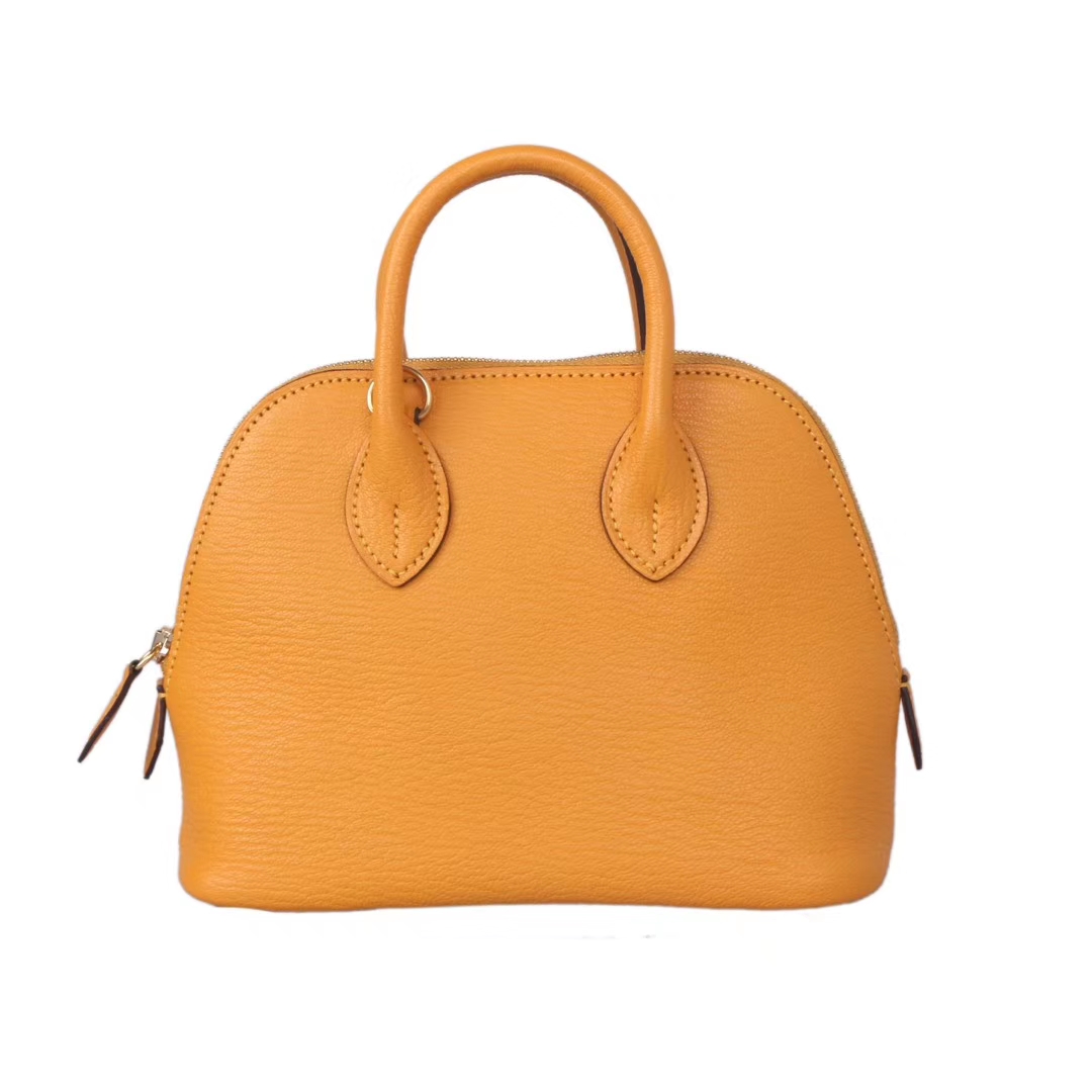 Hermès（爱马仕）mini Bolide 迷你保龄球包 太阳黄 山羊皮 金扣 17cm