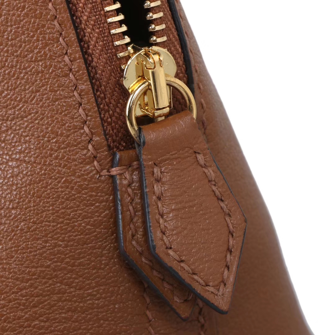Hermès（爱马仕）mini Bolide 迷你保龄球包 金棕色 山羊皮 金扣 17cm