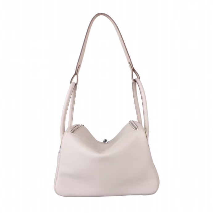 Hermès（爱马仕）Lindy 琳迪包 奶昔白 编织肩带 swift皮 银扣 26cm