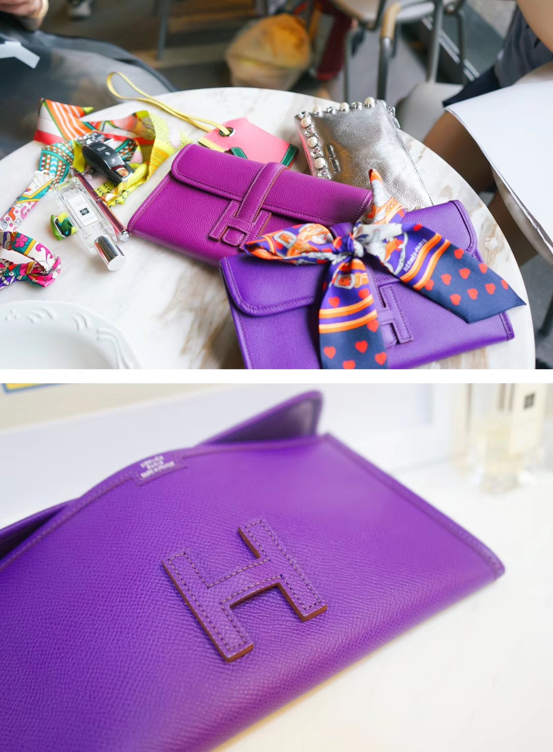 Hermès（爱马仕）JIGE 手包 22cm 梦幻紫 EPSOM皮