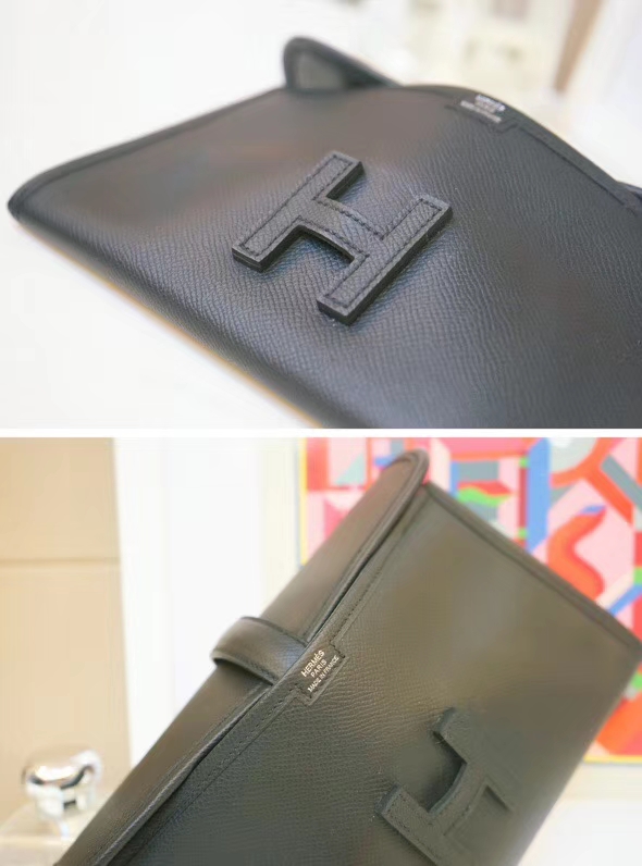 Hermès（爱马仕）JIGE 手包 22cm 黑色 EPSOM皮
