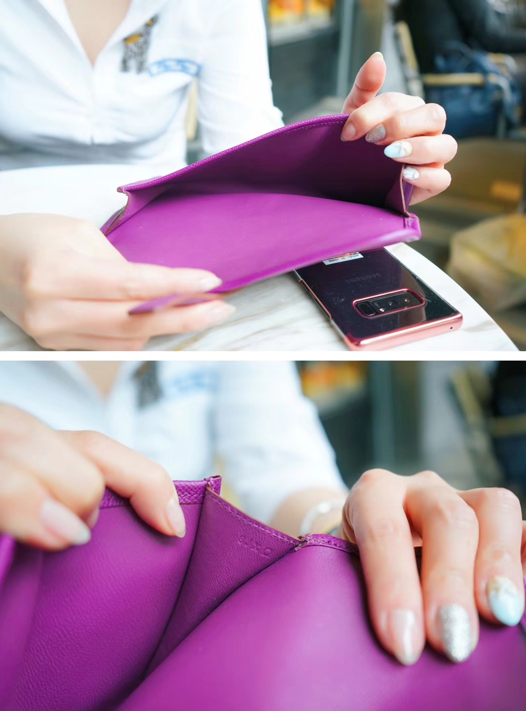 Hermès（爱马仕）JIGE 手包 22cm 海葵紫 EPSOM皮