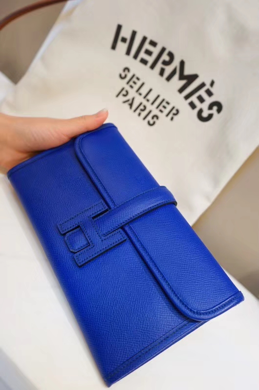 Hermès（爱马仕）JIGE 手包 22cm 电光蓝 EPSOM皮
