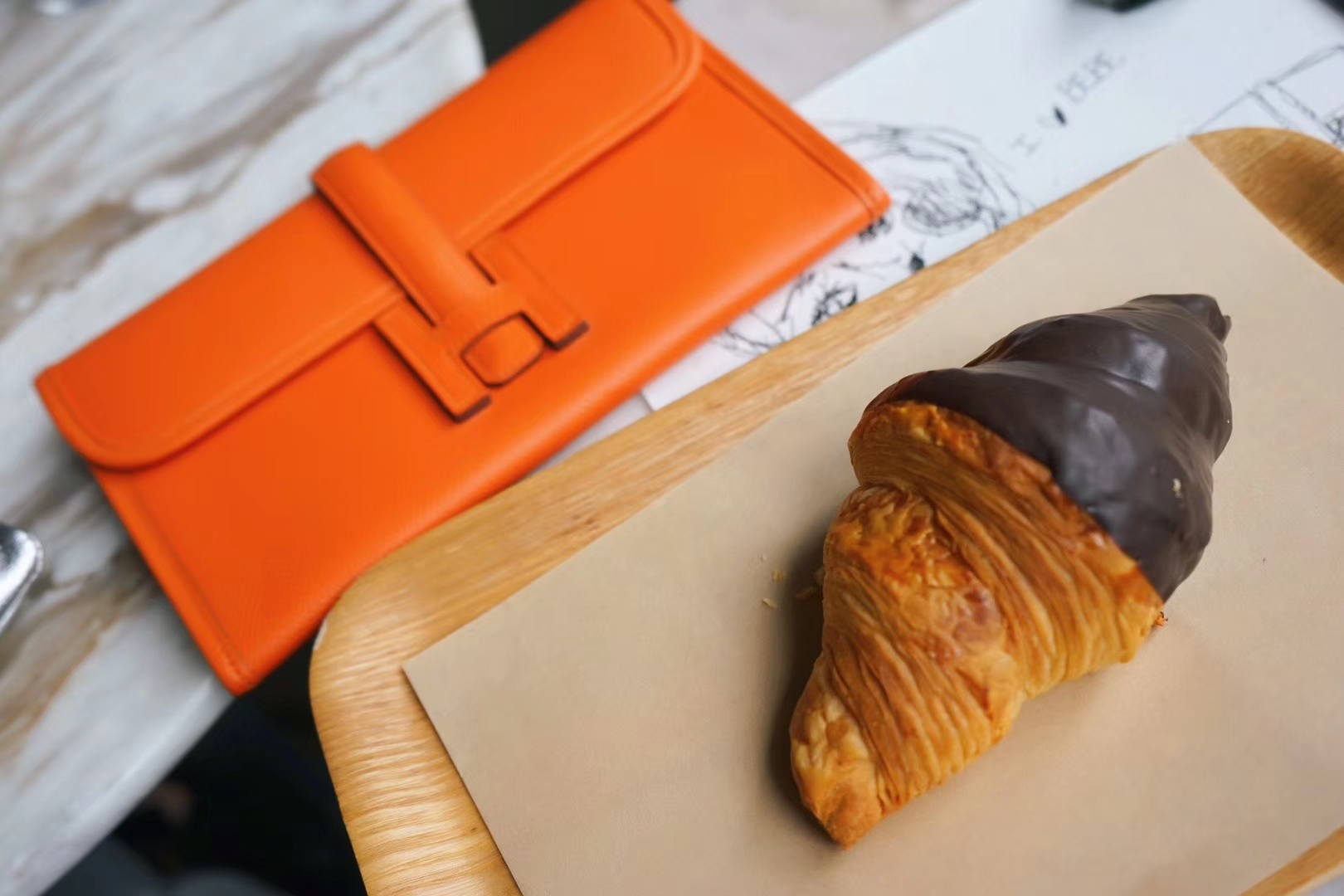 Hermès（爱马仕）JIGE 手包 22cm 橙色 EPSOM皮