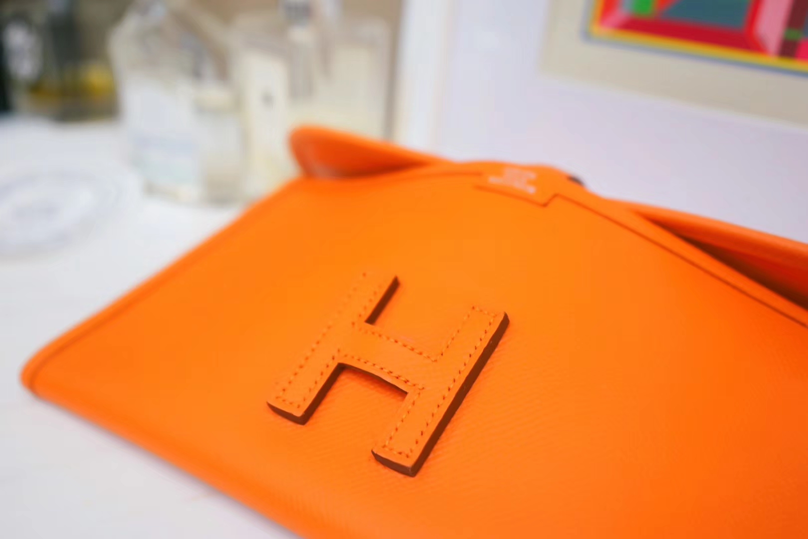 Hermès（爱马仕）JIGE 手包 22cm 橙色 EPSOM皮