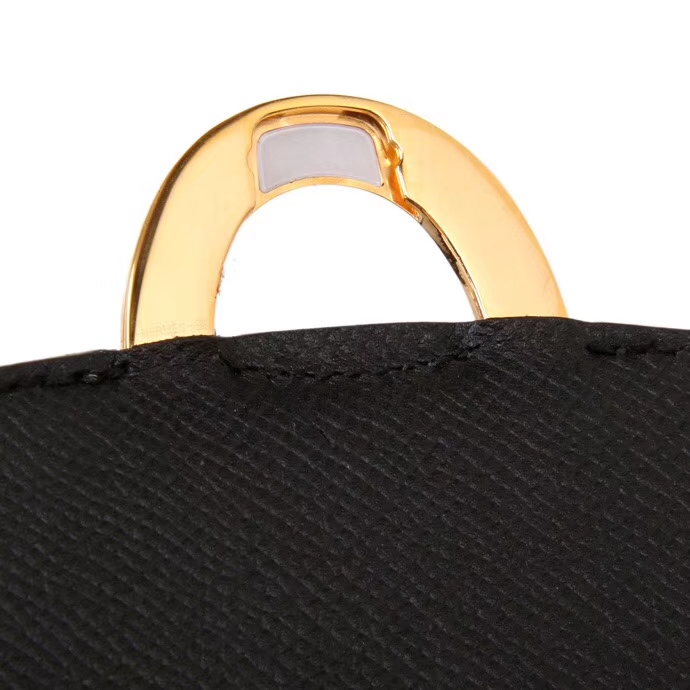 Hermès（爱马仕）MIDI 挎包 黑色 epsom皮 金扣 18cm