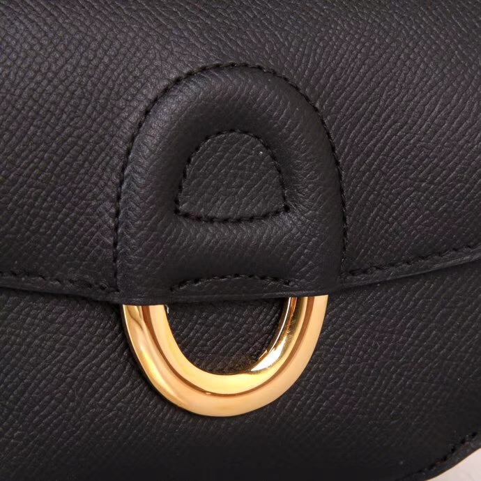 Hermès（爱马仕）MIDI 挎包 黑色 epsom皮 金扣 18cm