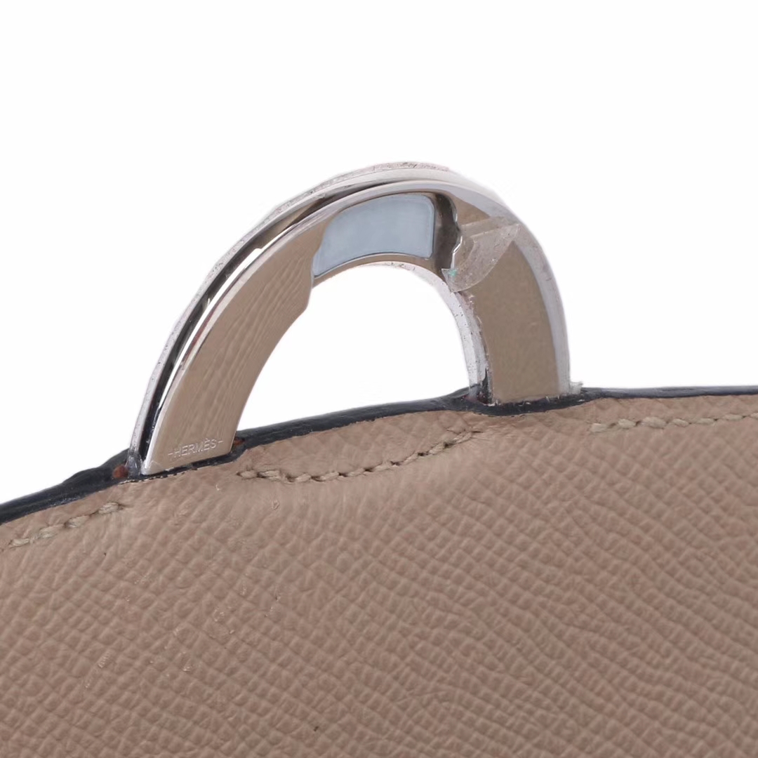 Hermès（爱马仕）MIDI 挎包 斑鸠灰 epsom皮 银扣 18cm