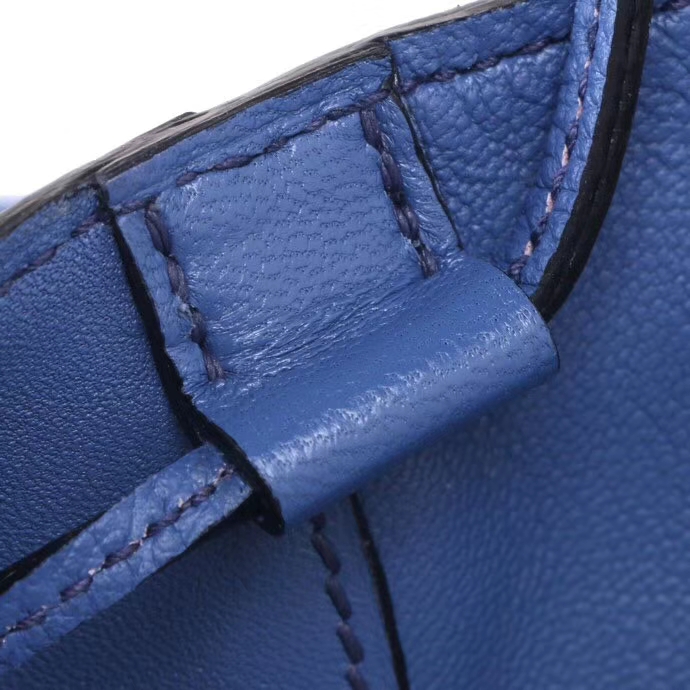 Hermès（爱马仕）licol 新款水桶包 玛瑙蓝 evercolor皮 17cm