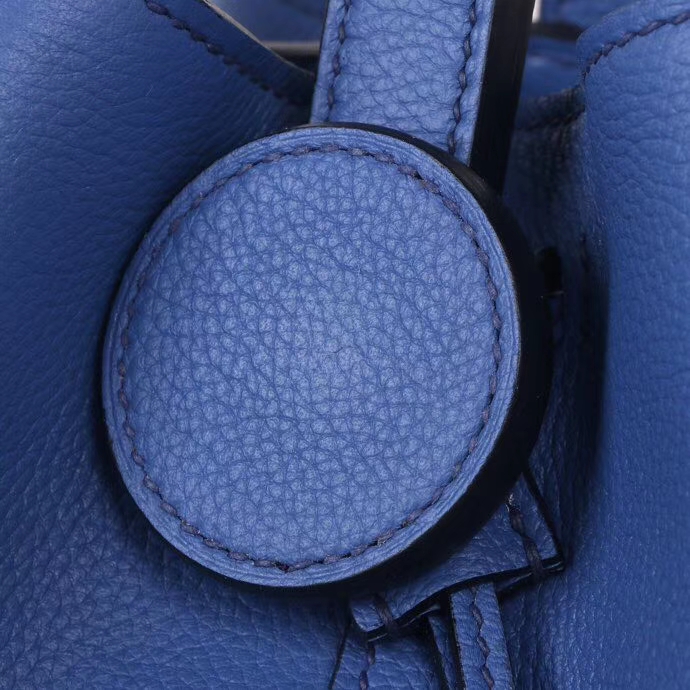 Hermès（爱马仕）licol 新款水桶包 玛瑙蓝 evercolor皮 17cm