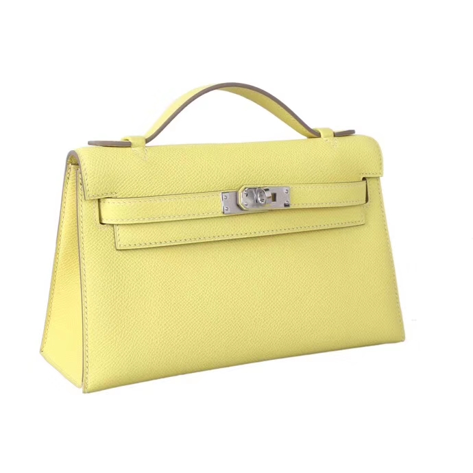 Hermès（爱马仕）miniKelly 一代 22cm 柠檬黄 银扣 Epsom