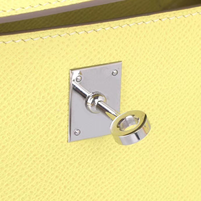 Hermès（爱马仕）miniKelly 一代 22cm 柠檬黄 银扣 Epsom