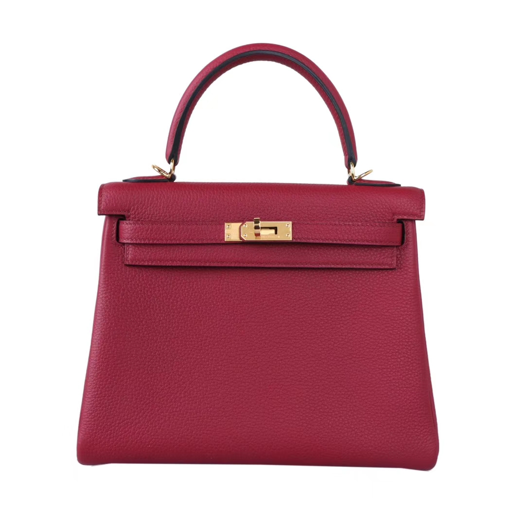 Hermès（爱马仕）Kelly 凯莉包 石榴红 Togo 金扣 25cm