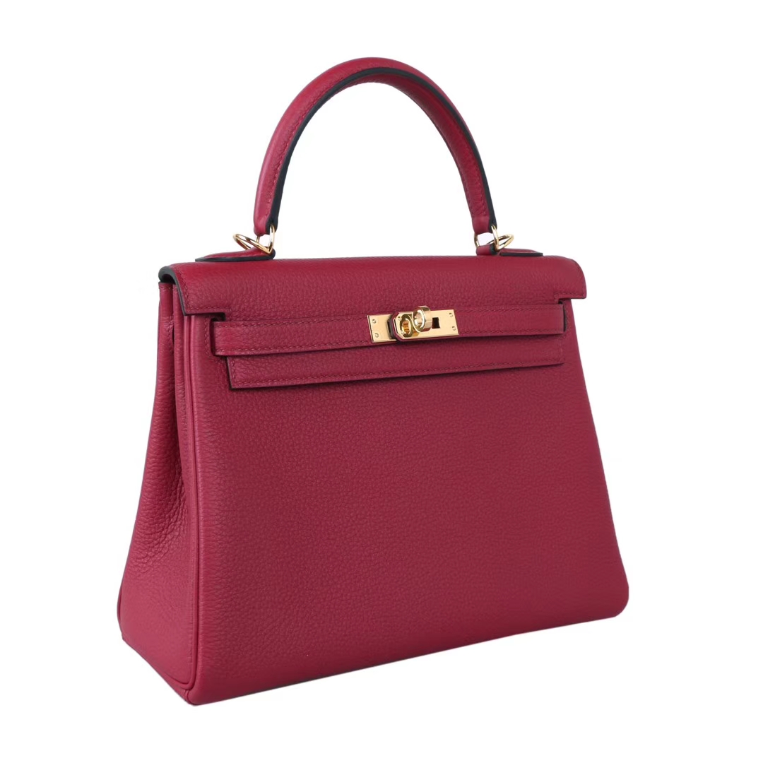 Hermès（爱马仕）Kelly 凯莉包 石榴红 Togo 金扣 25cm