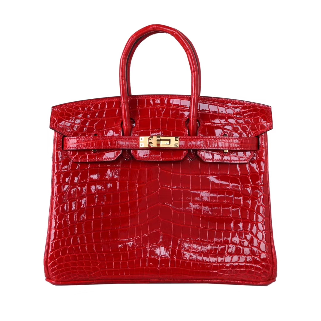 Hermès（爱马仕）Birkin 铂金包 法拉利红 亮面鳄鱼 金扣 30cm