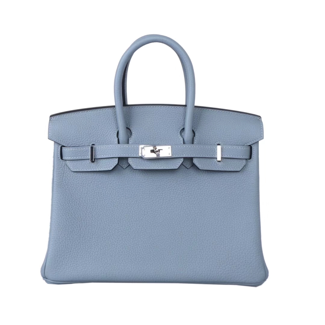 Hermès（爱马仕）Birkin 铂金包 亚麻蓝 togo 银扣 25cm