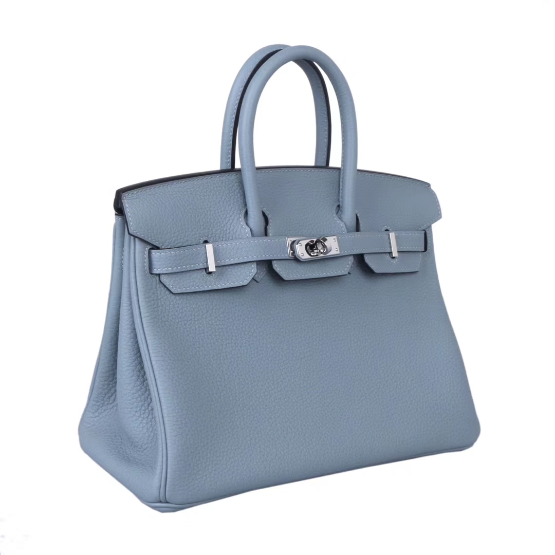 Hermès（爱马仕）Birkin 铂金包 亚麻蓝 togo 银扣 25cm