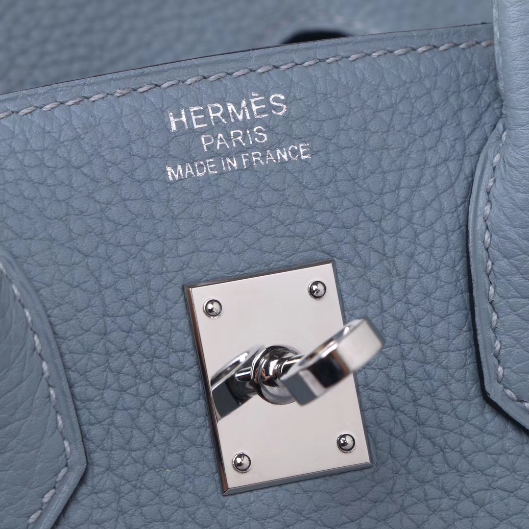 Hermès（爱马仕）Birkin 铂金包 亚麻蓝 togo 银扣 25cm