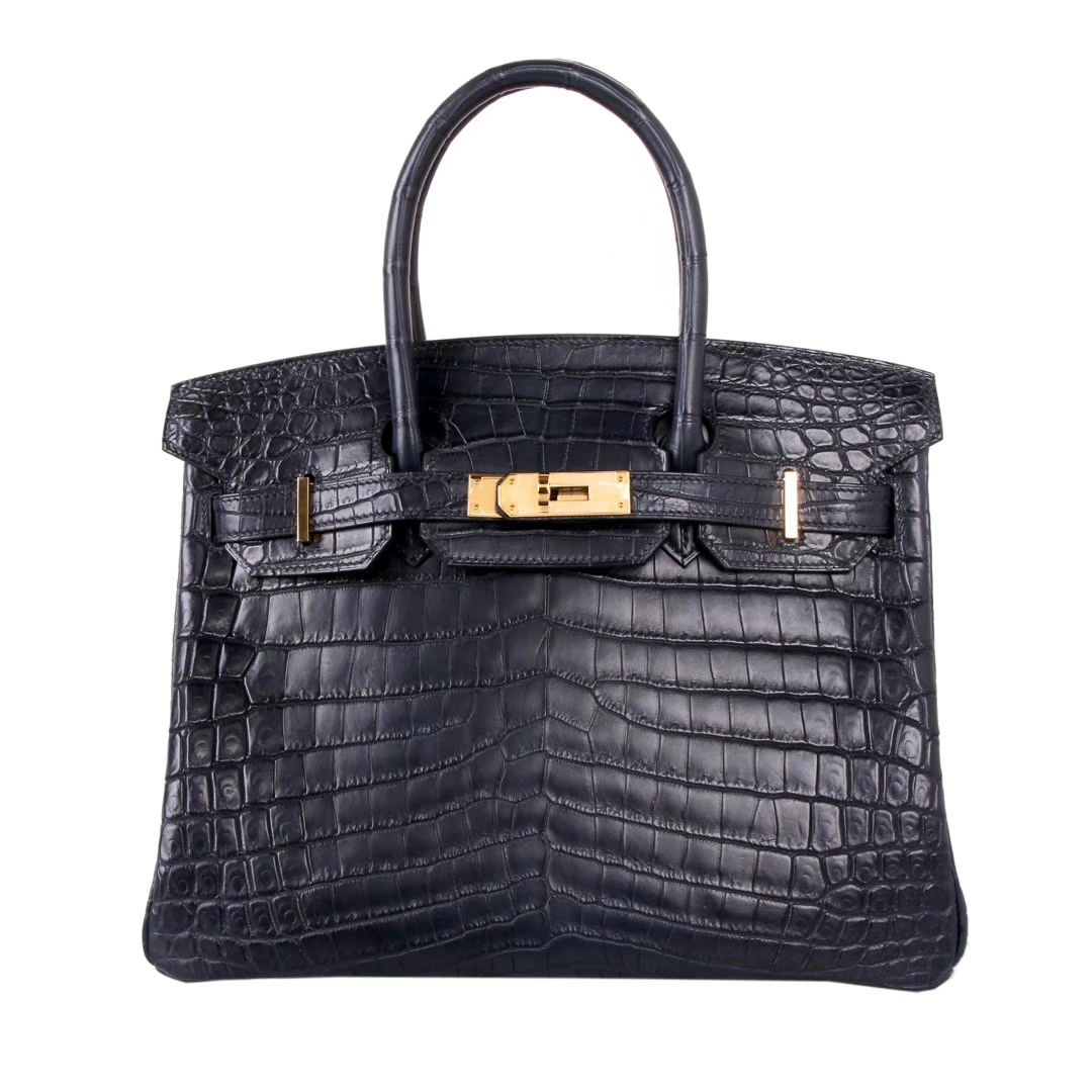 Hermès（爱马仕）Birkin 铂金包 海蓝 雾面鳄鱼 金扣 30cm