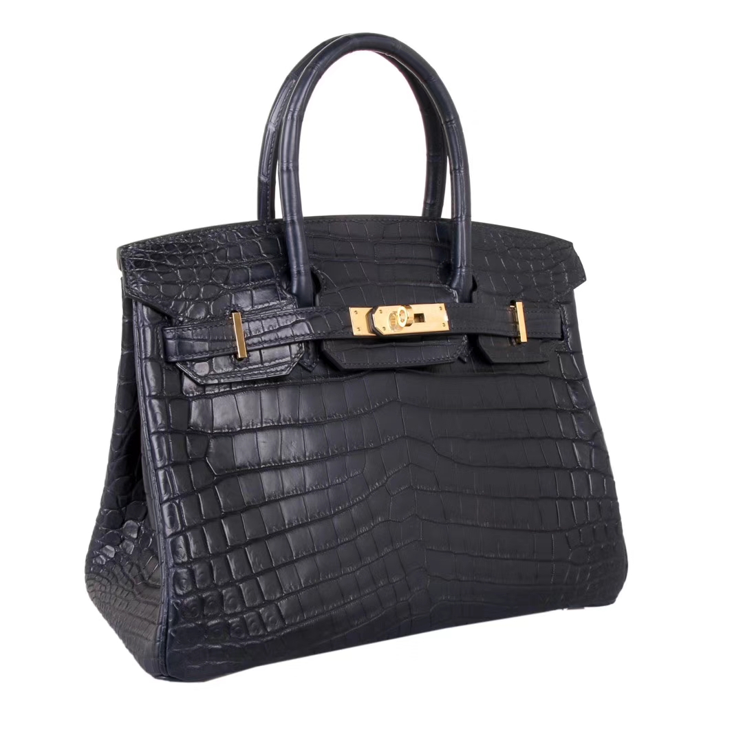 Hermès（爱马仕）Birkin 铂金包 海蓝 雾面鳄鱼 金扣 30cm