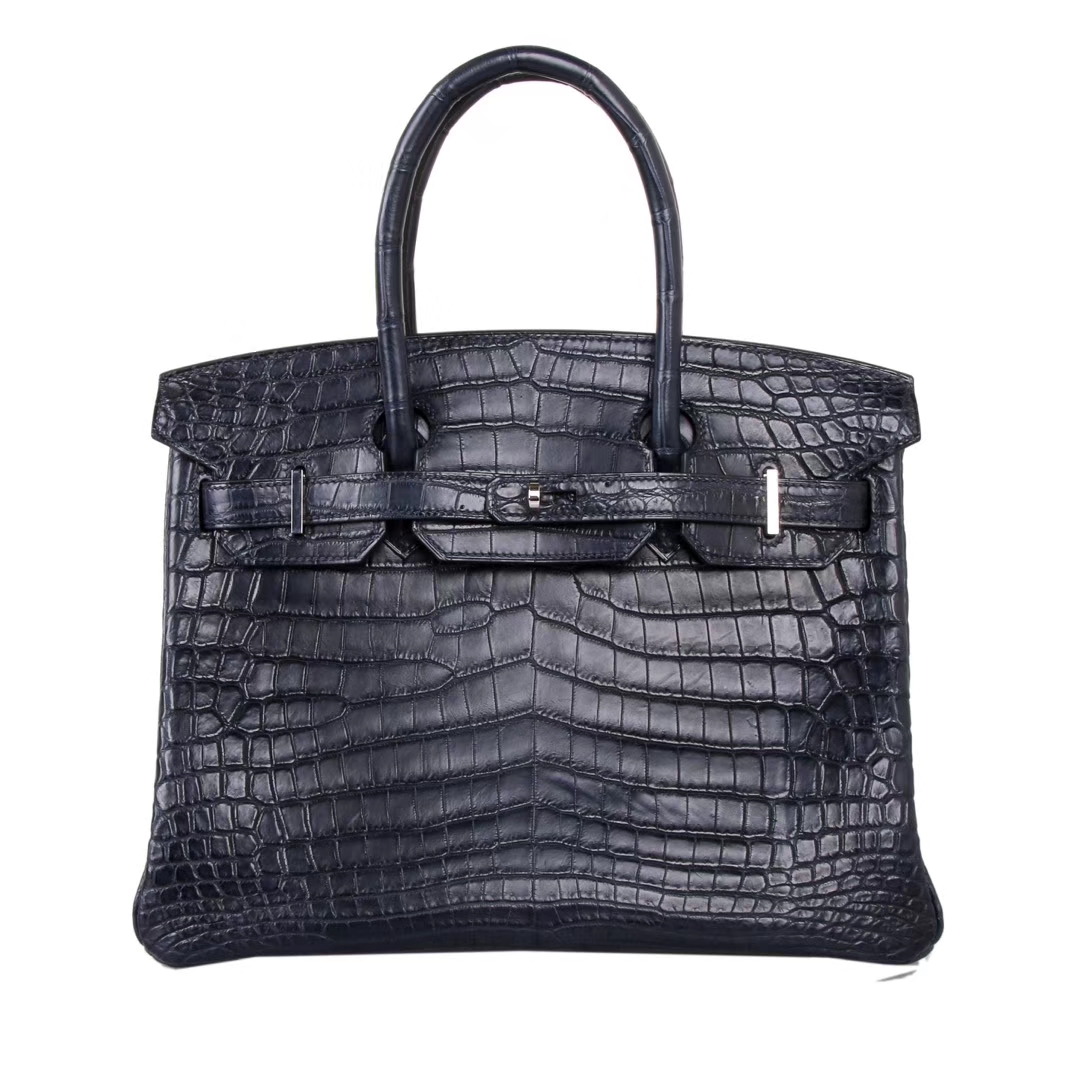 Hermès（爱马仕）Birkin 铂金包 海蓝 雾面鳄鱼 银扣 30cm