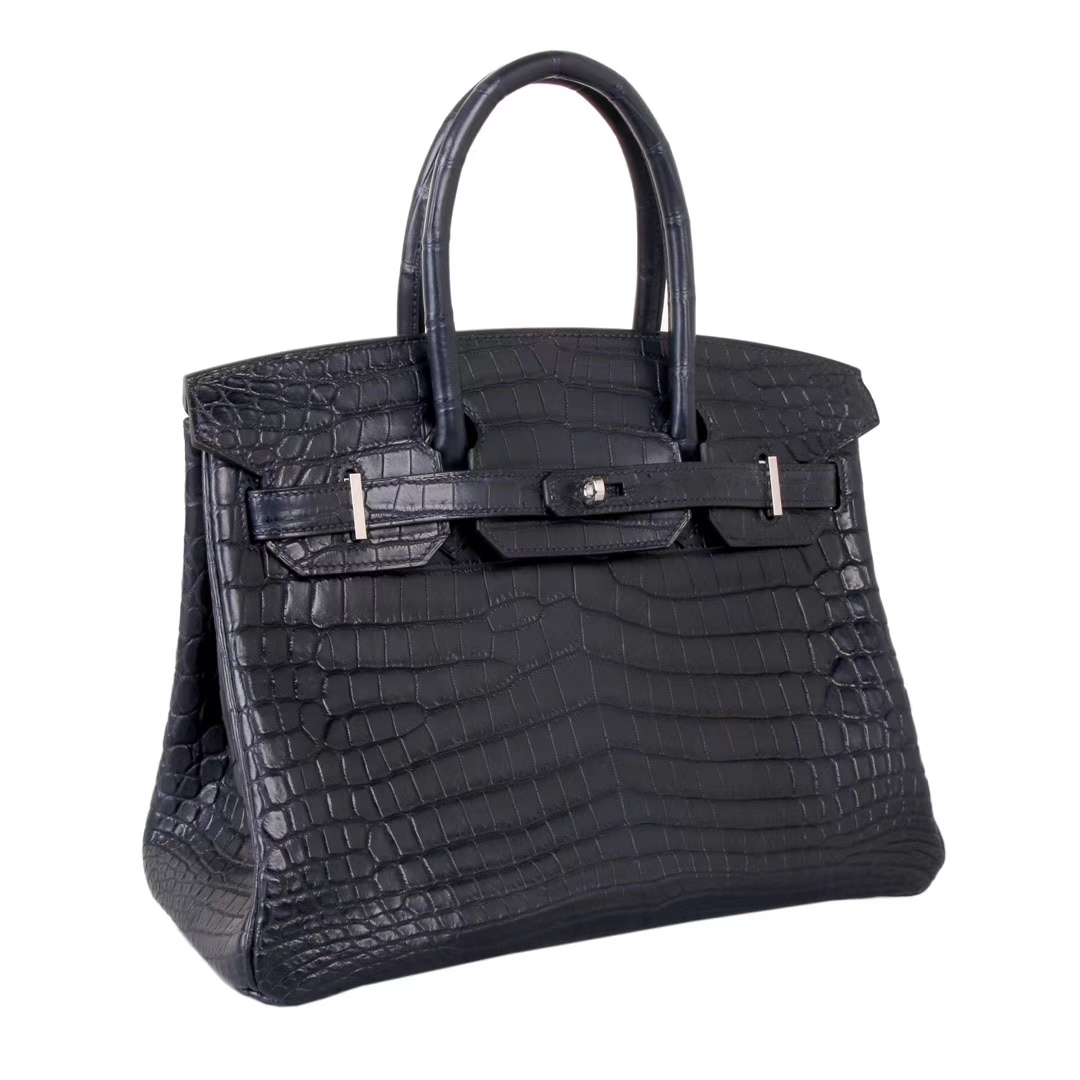 Hermès（爱马仕）Birkin 铂金包 海蓝 雾面鳄鱼 银扣 30cm