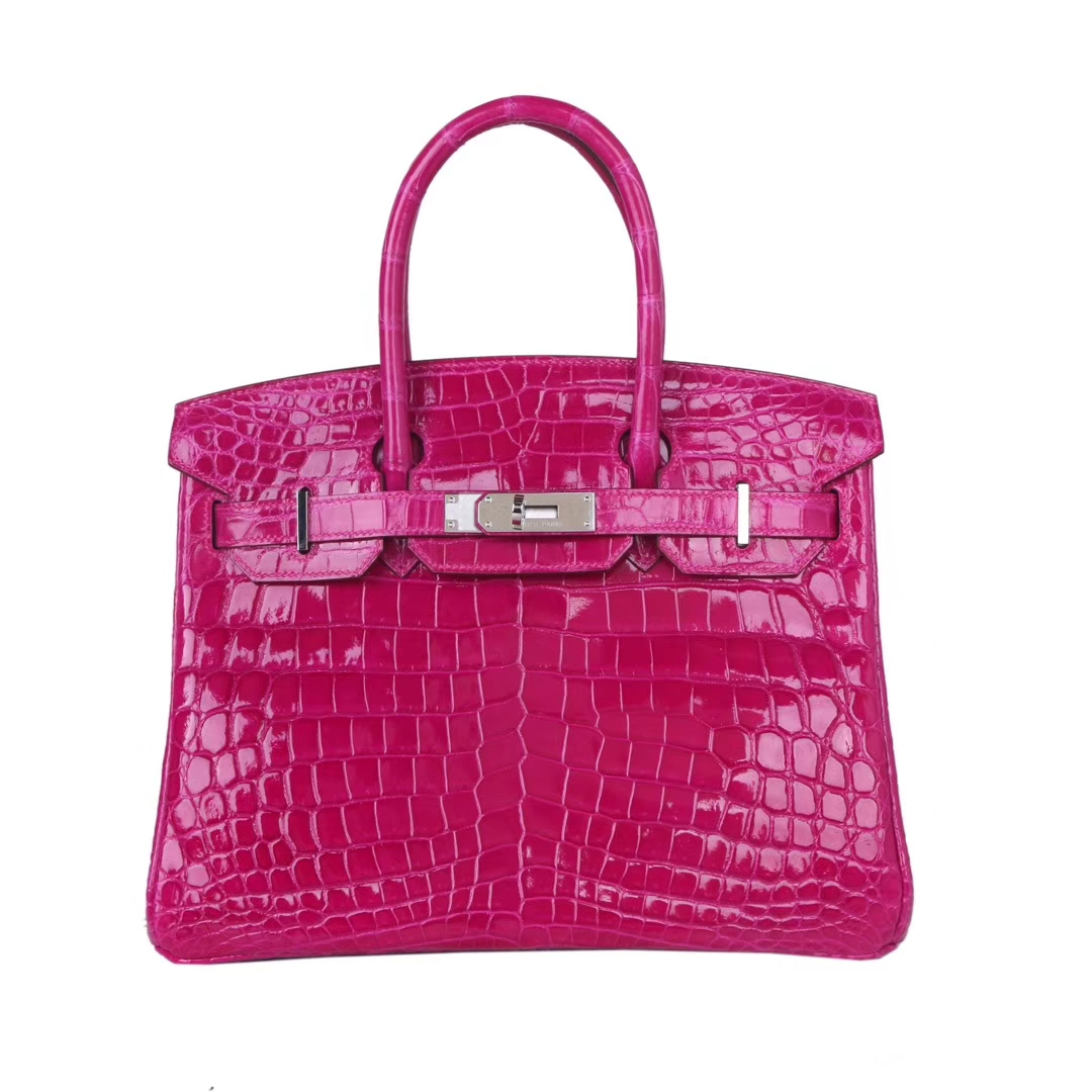 Hermès（爱马仕）Birkin 铂金包 天方夜谭紫 亮面鳄鱼 银扣 30cm