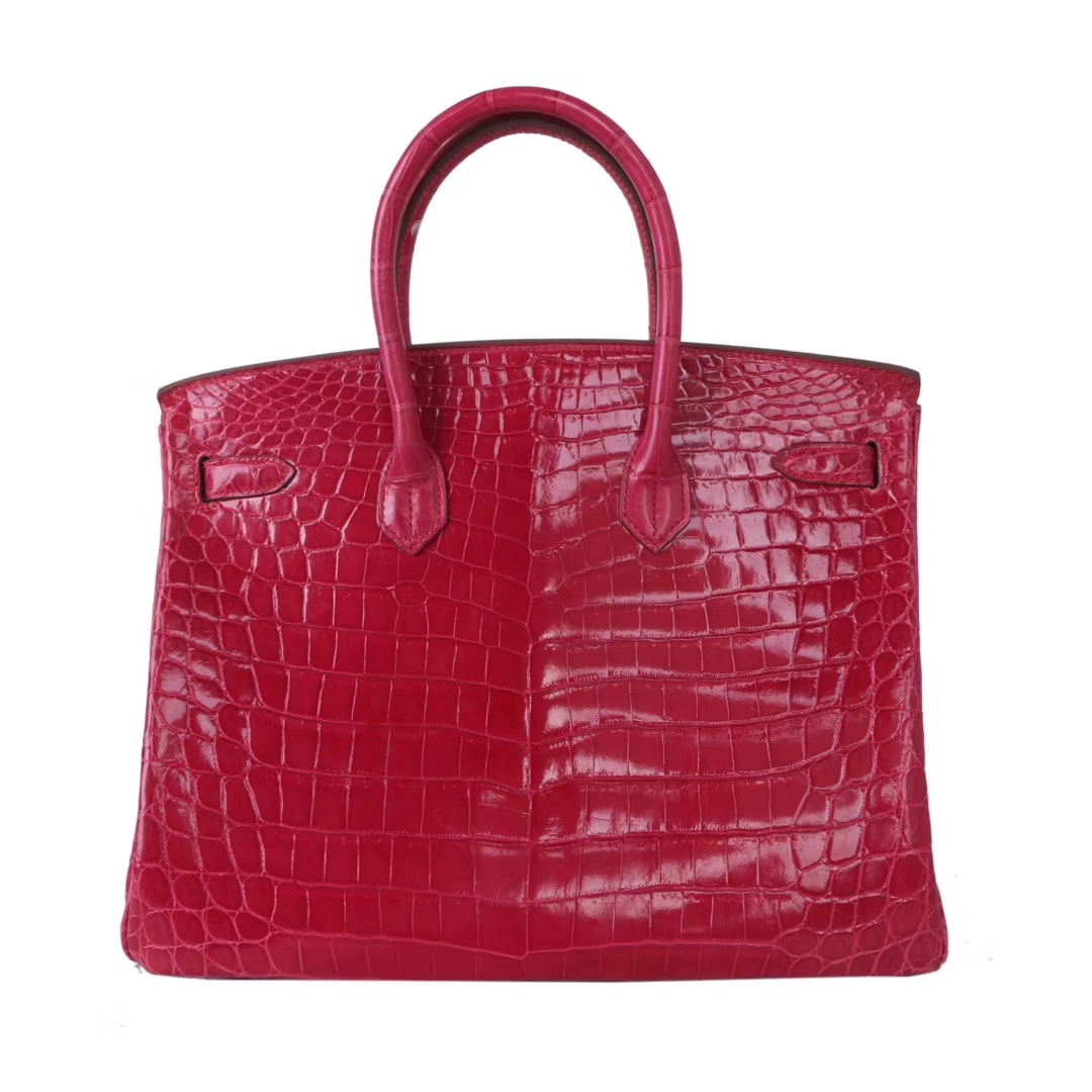 Hermès（爱马仕）Birkin 铂金包 桃红 亮面鳄鱼 银扣 30cm