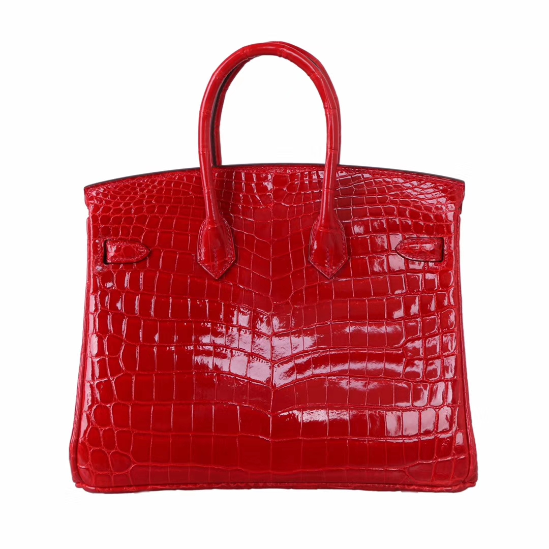 Hermès（爱马仕）Birkin 铂金包 法拉利红 亮面鳄鱼 金扣 30cm