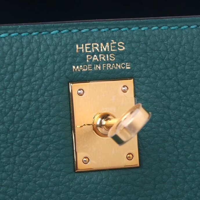 Hermès（爱马仕）Kelly  凯莉包 孔雀绿 togo 金扣 25cm
