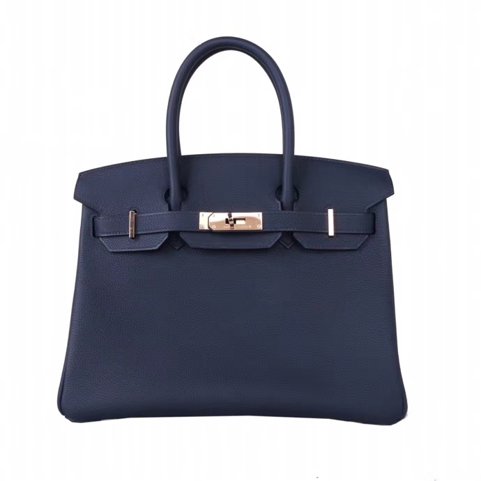 Hermès（爱马仕）Birkin 30 玫瑰金扣 午夜蓝  togo