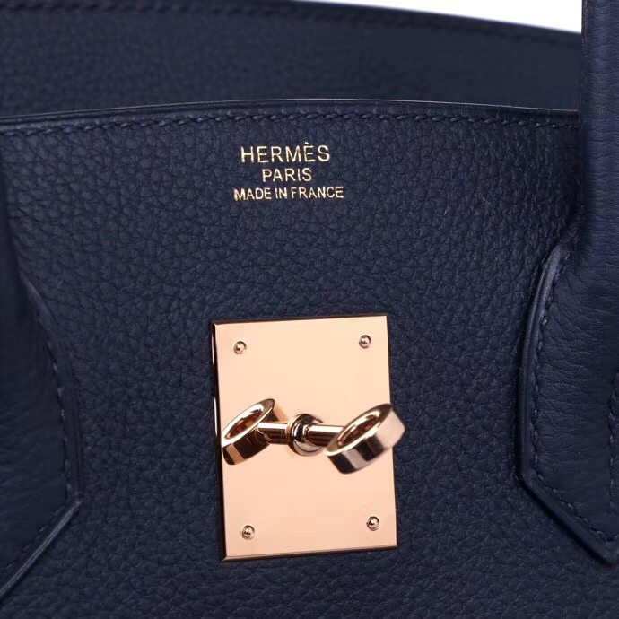 Hermès（爱马仕）Birkin 30 玫瑰金扣 午夜蓝  togo