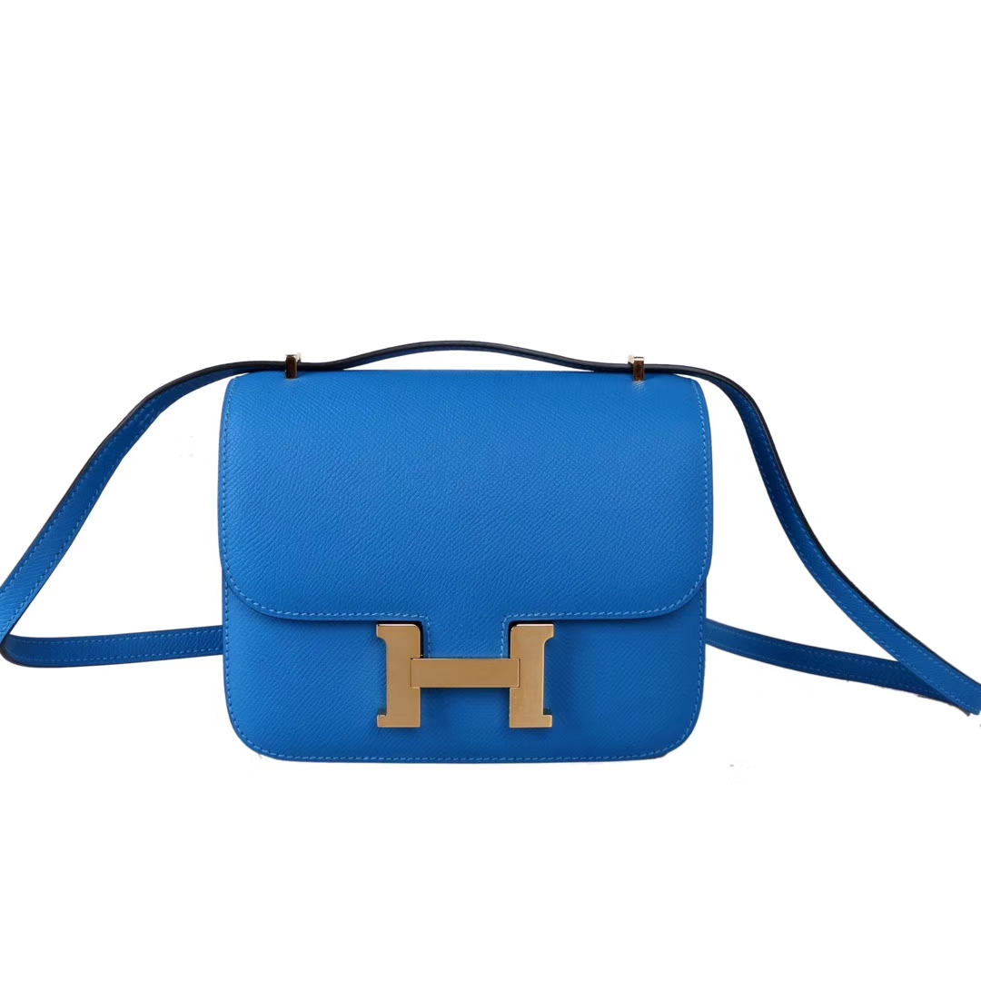Hermès（爱马仕）Constace 空姐包 坦桑尼亚蓝 EP 金扣 19cm
