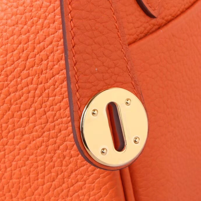 Hermès（爱马仕）Lindy 琳迪包 橙色拼中国红 togo 金扣 26cm