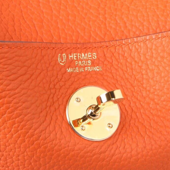 Hermès（爱马仕）Lindy 琳迪包 橙色拼中国红 togo 金扣 26cm