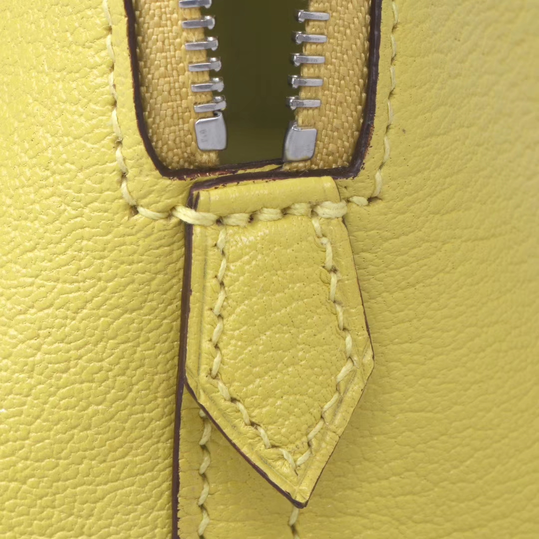 Hermès（爱马仕）Mini bolide 保龄球 9R柠檬黄 山羊皮 银扣 18cm