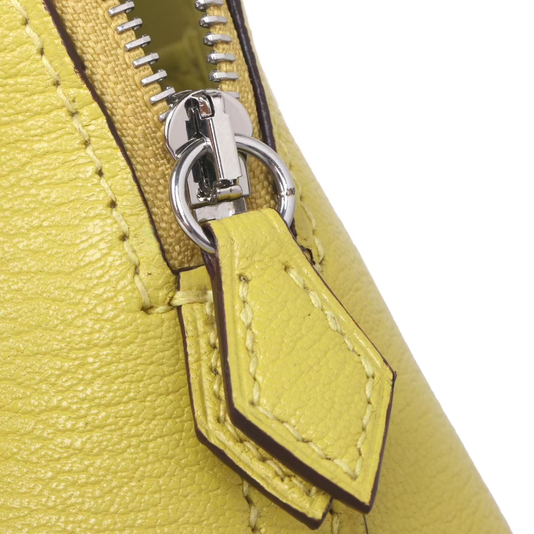 Hermès（爱马仕）Mini bolide 保龄球 9R柠檬黄 山羊皮 银扣 18cm