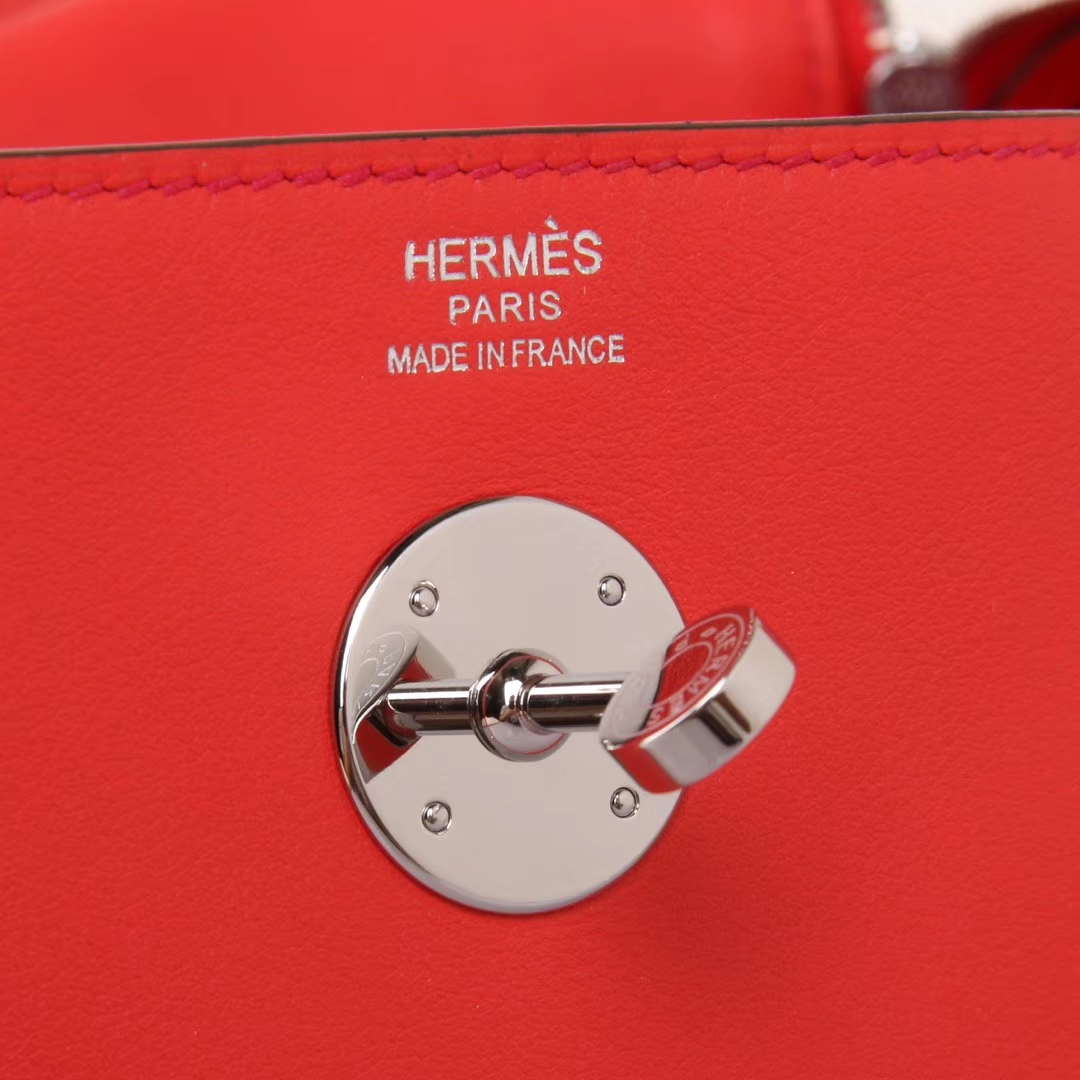 Hermès（爱马仕）Lindy 26 银扣 Q5中国红编织肩带 swift皮